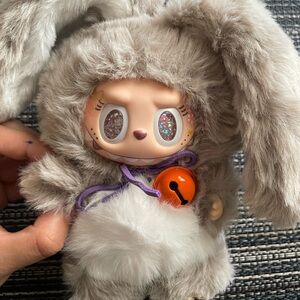 Lafufu Plush Bunny key chain- Gray and White